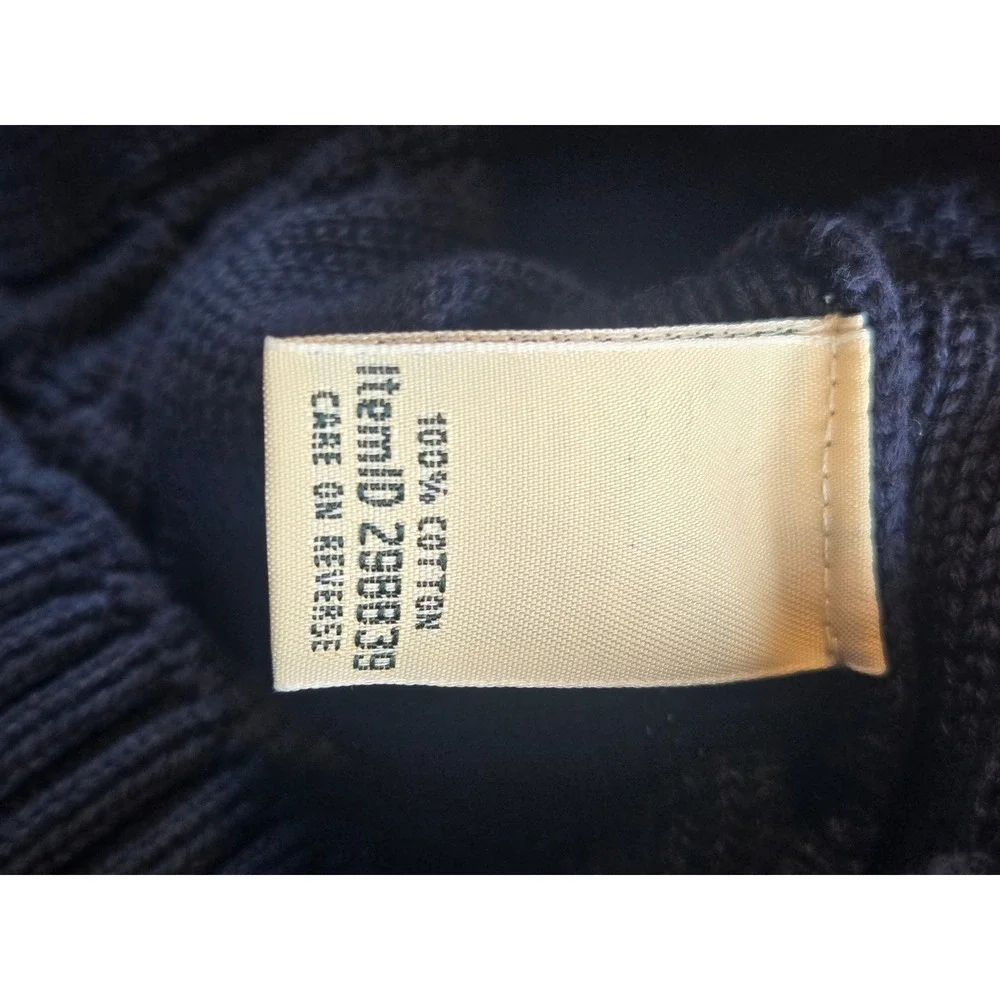 LL Bean Navy Blue Cable Knit Cotton Crewneck Sweater Mens Small 298839